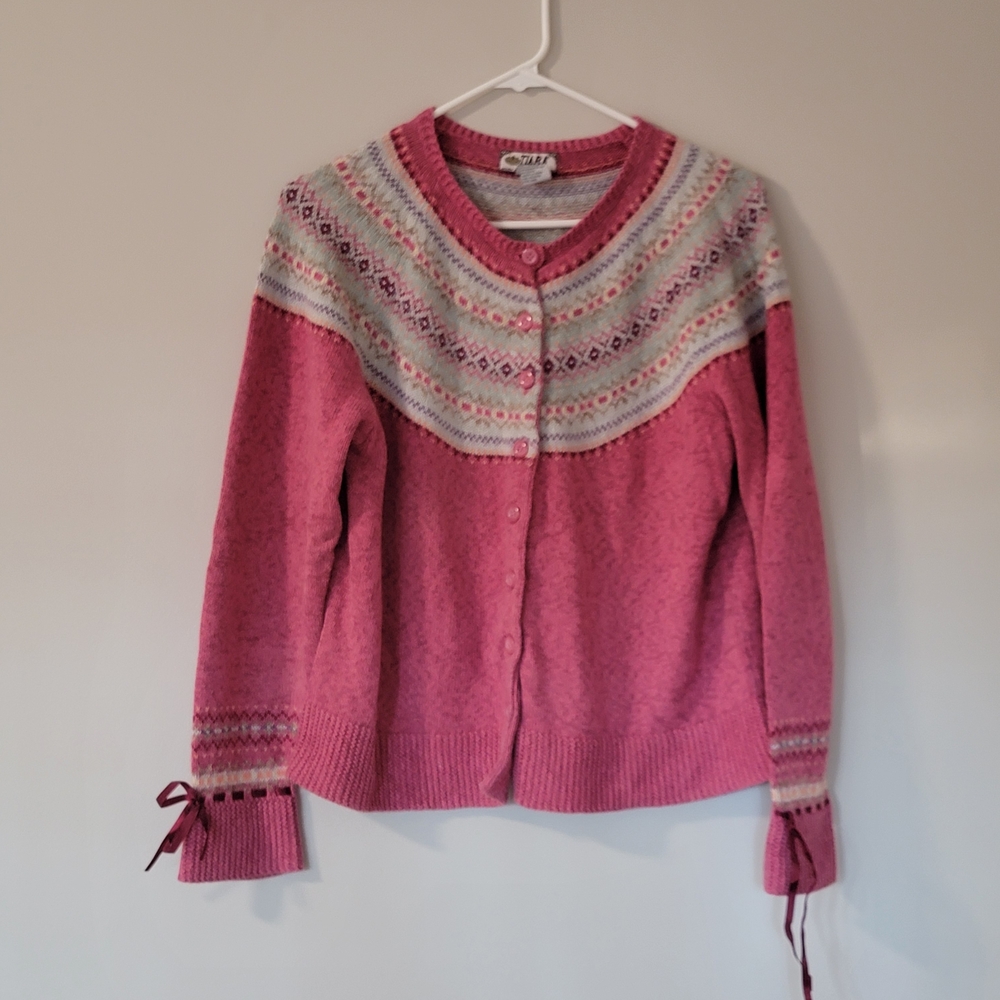 Vintage Tiara International Embroidered [Theme] Cardigan Sweater - Size medium.